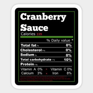 Cranberry Sauce Nutrition Thanksgiving Sticker